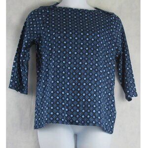 Style & Co Women's Plus Size 3/4 Sleeve Knit Top, Blue Geometric, 0X